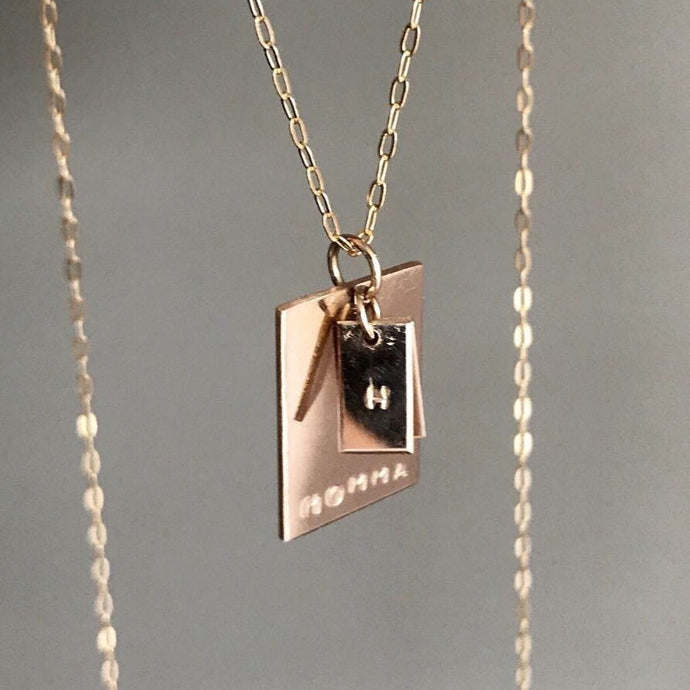 Momma Tag personalized gold filled necklace