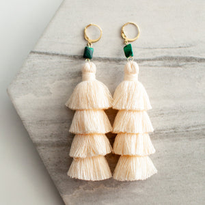 Cha Cha Tassel Earrings- Cream