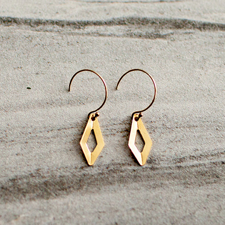 Gold filled geo diamond dainty earrings