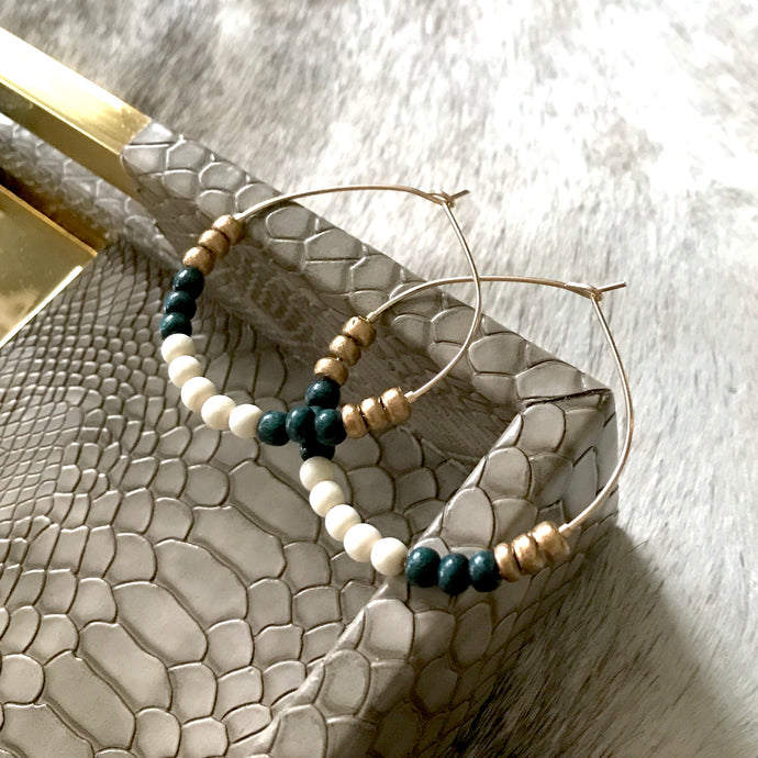 HOPE Gold Filled Hoops in Dark Green - 2