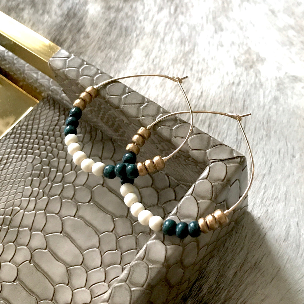 HOPE Gold Filled Hoops in Dark Green - 2