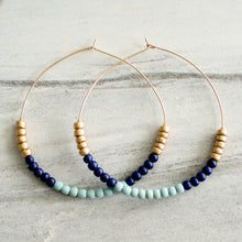 Load image into Gallery viewer, HOPE 3&quot; Gold Filled Hoops in Sky Blue