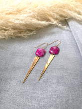 Load image into Gallery viewer, Hot Pink Jasper Spike earrings