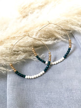 Load image into Gallery viewer, HOPE Gold Filled Hoops in Dark Green - 2&quot; and 3&quot;