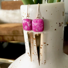 Load image into Gallery viewer, Hot Pink Jasper Spike earrings