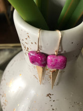 Load image into Gallery viewer, Hot Pink Jasper Spike earrings