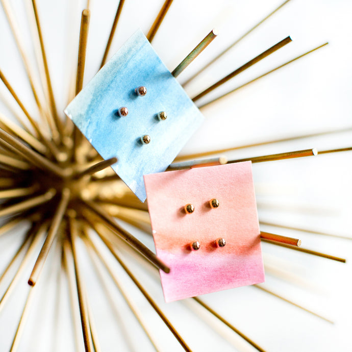 Dainty dot gold filled ball studs- yellow and rose