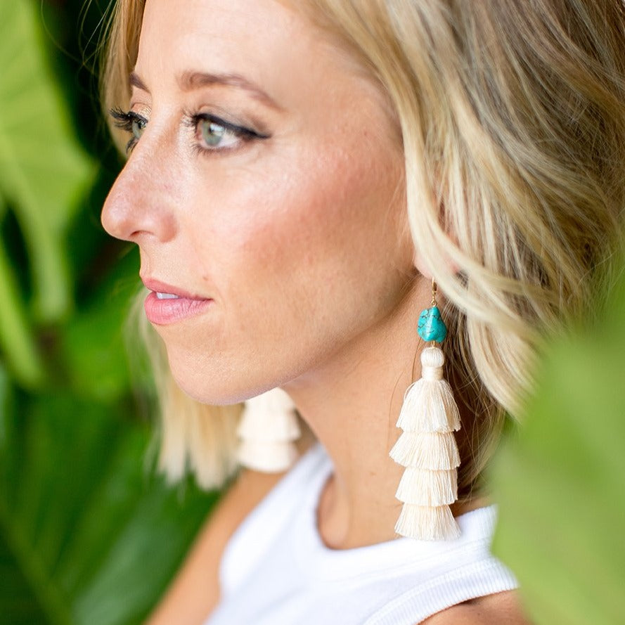 Cha Cha Tassel Earrings- Cream