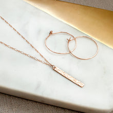 Load image into Gallery viewer, Vertical Bar Pendant Necklace- rose gold filled
