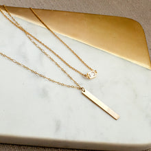 Load image into Gallery viewer, Vertical Bar Pendant Necklace- yellow gold filled