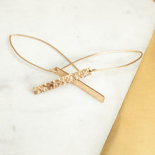 Load image into Gallery viewer, Hammered Bar Dangle Earrings- yellow gold filled