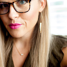 Load image into Gallery viewer, Hammered Bar Dangle Earrings- yellow gold filled