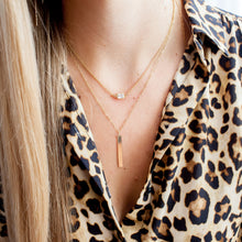 Load image into Gallery viewer, Vertical Bar Pendant Necklace- yellow gold filled
