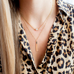 Vertical Bar Pendant Necklace- yellow gold filled