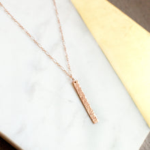 Load image into Gallery viewer, Vertical Bar Pendant Necklace- rose gold filled
