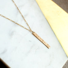 Load image into Gallery viewer, Vertical Bar Pendant Necklace- yellow gold filled