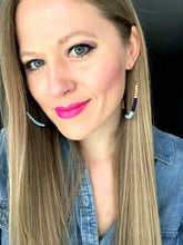 Load image into Gallery viewer, HOPE 3&quot; Gold Filled Hoops in Sky Blue