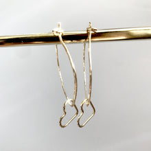 Load image into Gallery viewer, Happy Heart Everyday hammered hoops- SMALL 1.5&quot; GOLD