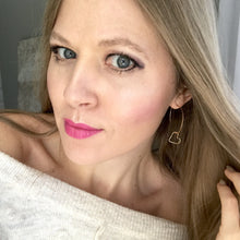 Load image into Gallery viewer, Happy Heart Everyday hammered hoops- SMALL 1.5&quot; GOLD