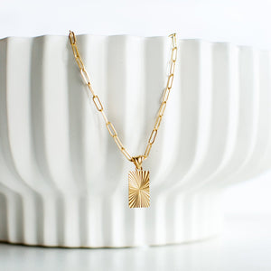 Paperclip Chain Gold Plated with Starburst Pendant